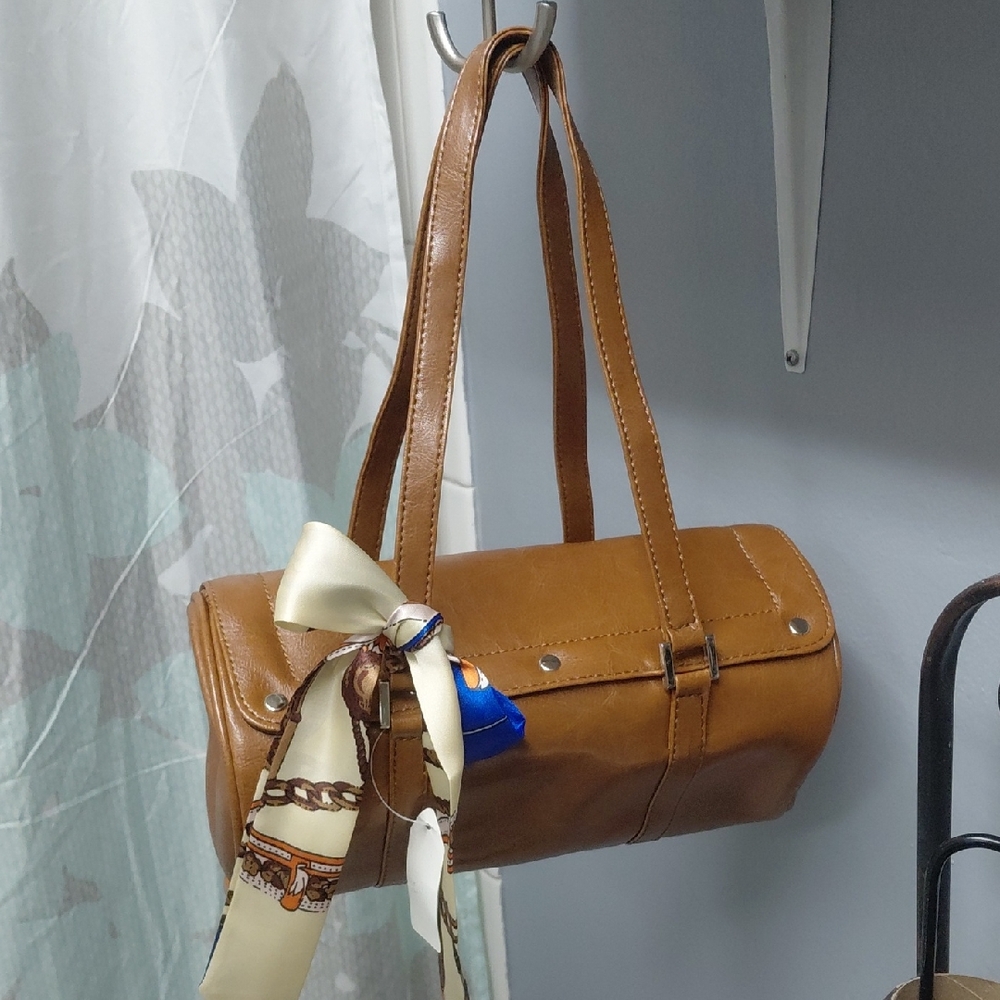 JC Fasion Barrel Shoulder Bag with Scarf